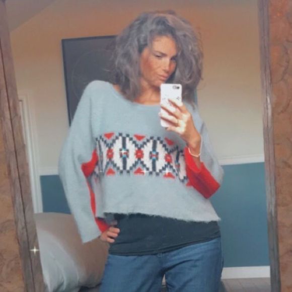 MaxMara Gray and Red Patterned Sweater - Picture 5 of 10